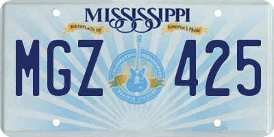 MS license plate MGZ425