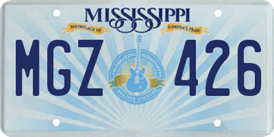 MS license plate MGZ426