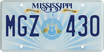MS license plate MGZ430