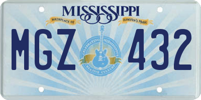 MS license plate MGZ432