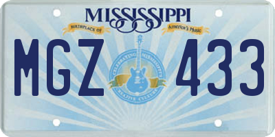 MS license plate MGZ433