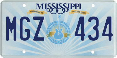 MS license plate MGZ434