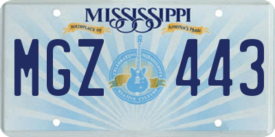 MS license plate MGZ443
