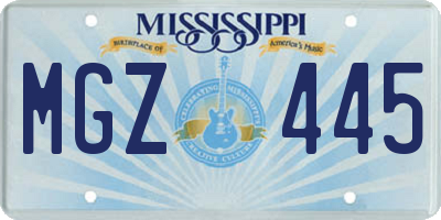 MS license plate MGZ445
