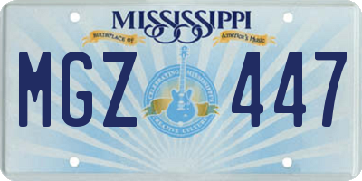 MS license plate MGZ447