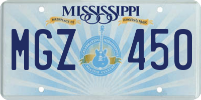 MS license plate MGZ450