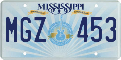 MS license plate MGZ453