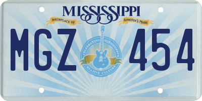 MS license plate MGZ454