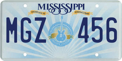 MS license plate MGZ456