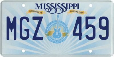 MS license plate MGZ459