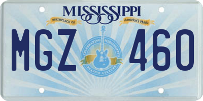 MS license plate MGZ460