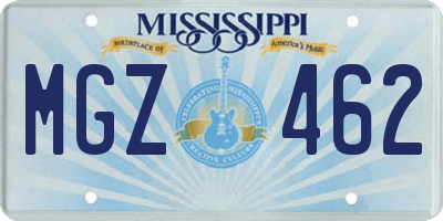 MS license plate MGZ462