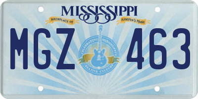 MS license plate MGZ463