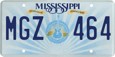 MS license plate MGZ464