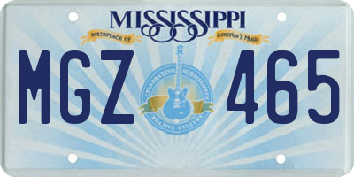 MS license plate MGZ465