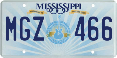 MS license plate MGZ466
