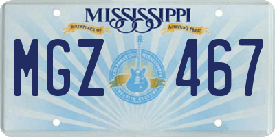 MS license plate MGZ467