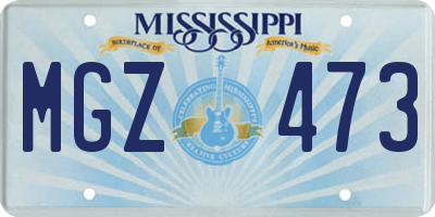 MS license plate MGZ473