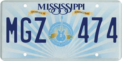 MS license plate MGZ474