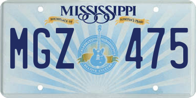 MS license plate MGZ475