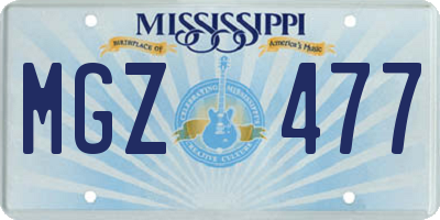 MS license plate MGZ477