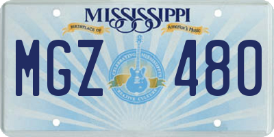 MS license plate MGZ480