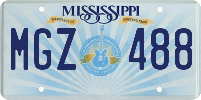 MS license plate MGZ488
