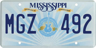 MS license plate MGZ492