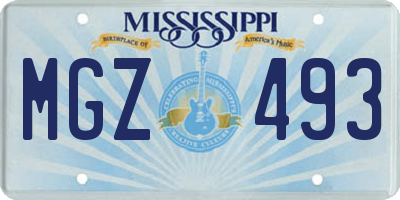 MS license plate MGZ493