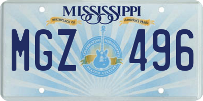 MS license plate MGZ496