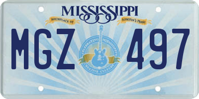 MS license plate MGZ497