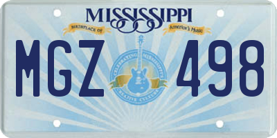 MS license plate MGZ498