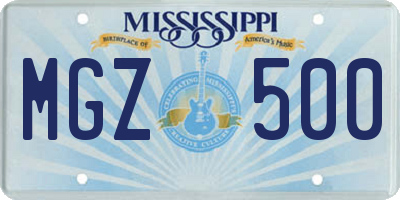 MS license plate MGZ500