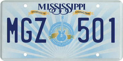 MS license plate MGZ501