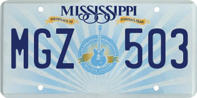 MS license plate MGZ503