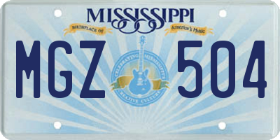 MS license plate MGZ504