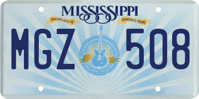 MS license plate MGZ508