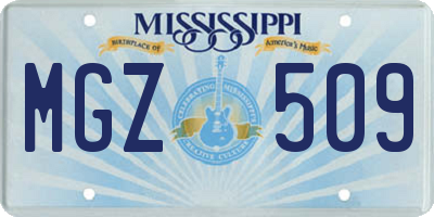 MS license plate MGZ509
