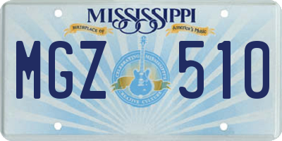 MS license plate MGZ510