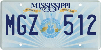 MS license plate MGZ512