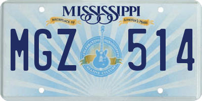 MS license plate MGZ514