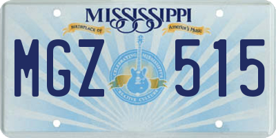 MS license plate MGZ515