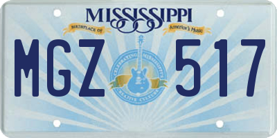 MS license plate MGZ517