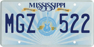 MS license plate MGZ522