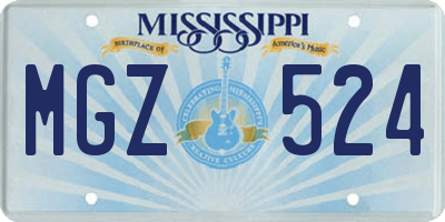 MS license plate MGZ524