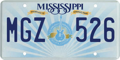 MS license plate MGZ526
