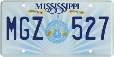 MS license plate MGZ527