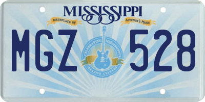 MS license plate MGZ528