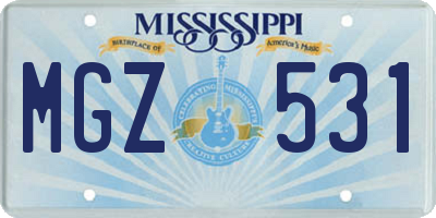 MS license plate MGZ531