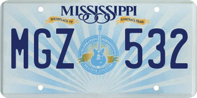 MS license plate MGZ532